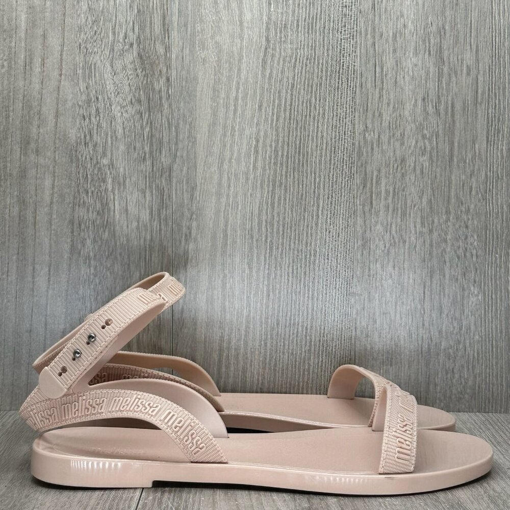 Melissa Sandals Womens Sz 5 M Lover Strappy Flats Vegan Synthetic Beige